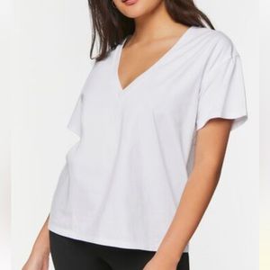 New White Forever 21 V-Neck T-Shirt